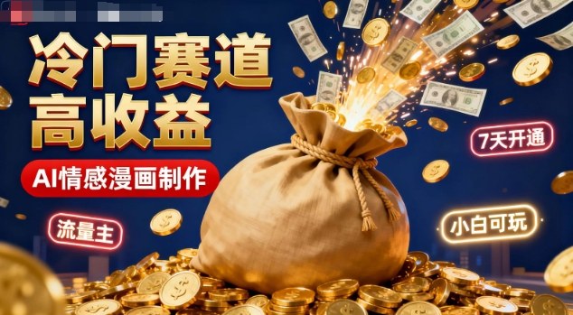 公众号冷门赛道，用AI做情感漫画，7天开通流量主，操作简单，小白可玩-聚合资源