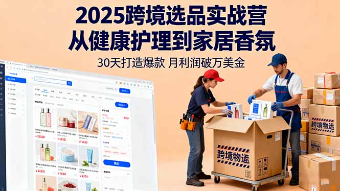 2025跨境选品实战营：从健康护理到家居香氛，30天打造爆款,月利润破万美金-聚合资源