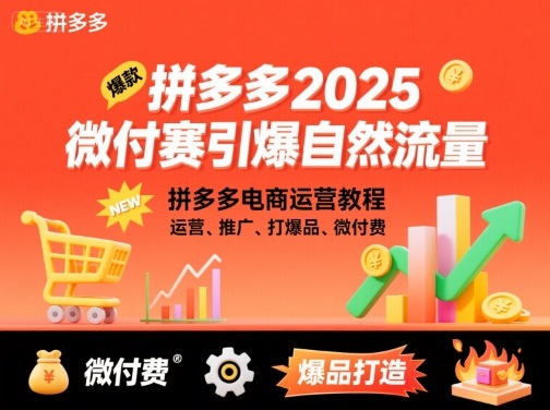 拼多多2025微付费引爆自然流量,拼多多电商运营教程,运营、推广、打爆品、微付费(更新)-聚合资源