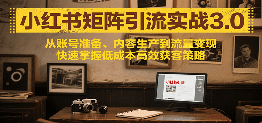 小红书矩阵引流3.0，从账号准备、内容生产到流量变现，快速掌握低成本高效获客策略-聚合资源