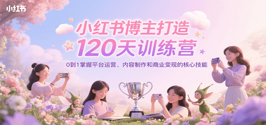 小红书博主打造120天训练营，0到1掌握平台运营、内容制作和商业变现-聚合资源