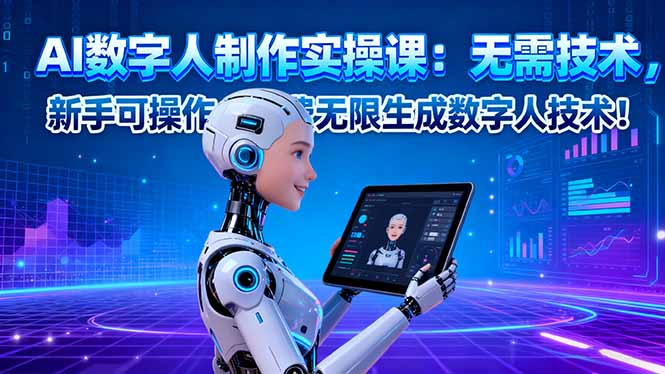 AI数字人制作实操课:无需技术,新手可操作,免费无限生成数字人技术!-聚合资源