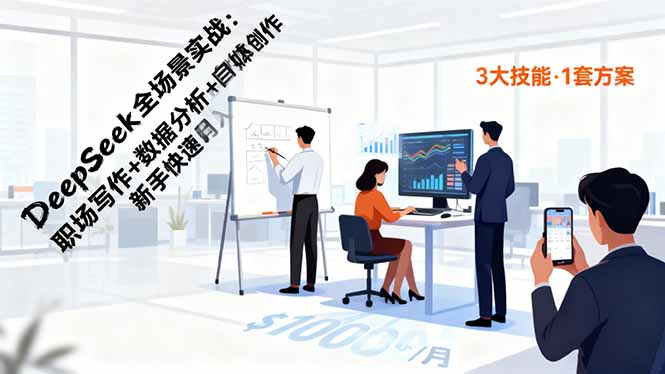 DeepSeek全场景实战:职场写作+数据分析+自媒体创作,新手快速月入过万-聚合资源