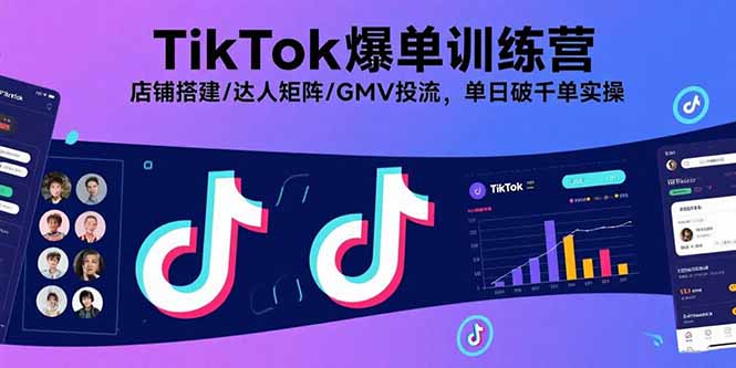 TikTok爆单训练营，店铺搭建/达人矩阵/GMV投流，单日破千单实操-聚合资源