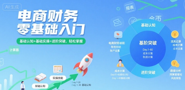 电商财务零基础入门，基础认知+基础实操+进阶突破，轻松掌握-聚合资源