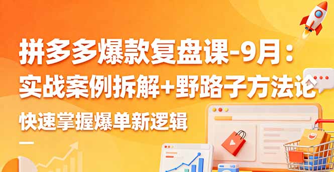 拼多多爆款复盘课-9月：实战案例拆解+野路子方法论，快速掌握爆单新逻辑-聚合资源