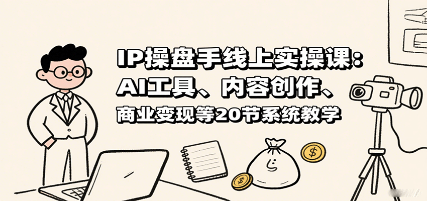 IP操盘手线上实操课：AI工具、内容创作、商业变现等20节系统教学-聚合资源