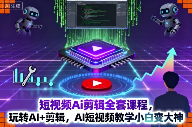短视频Ai剪辑全套课程,玩转AI+剪辑,AI短视频教学小白变大神-聚合资源