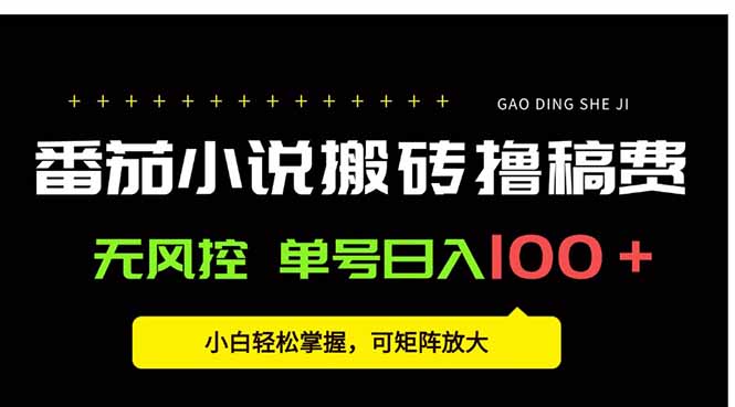 番茄小说创作人搬砖赚稿费，无风控单号日入100＋，小白轻松掌握，可矩…-聚合资源