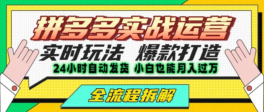 拼多多最新实战运营高投产:长久稳定项目,单店利润一天三位数-聚合资源