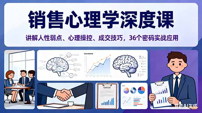 销售心理学深度课，讲解人性弱点、心理操控、成交技巧，36个密码实战应用-聚合资源