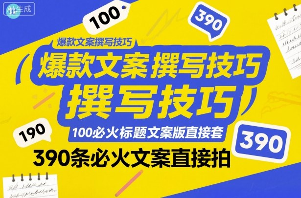 爆款文案撰写技巧,100个必火标题文案模版直接套,390条必火文案直接拍-聚合资源