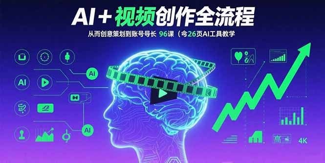 AI+短视频创作全流程：从创意策划到账号增长，96节课(含26项AI工具教学-聚合资源