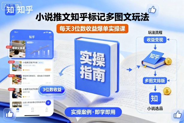 小说推文知乎标记多图文玩法,每天3位数收益爆单实操课-聚合资源