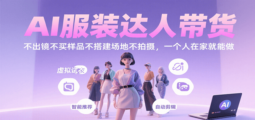 AI服装达人带货,不出镜不买样品不搭建场地不拍摄,一个人在家就能做-聚合资源